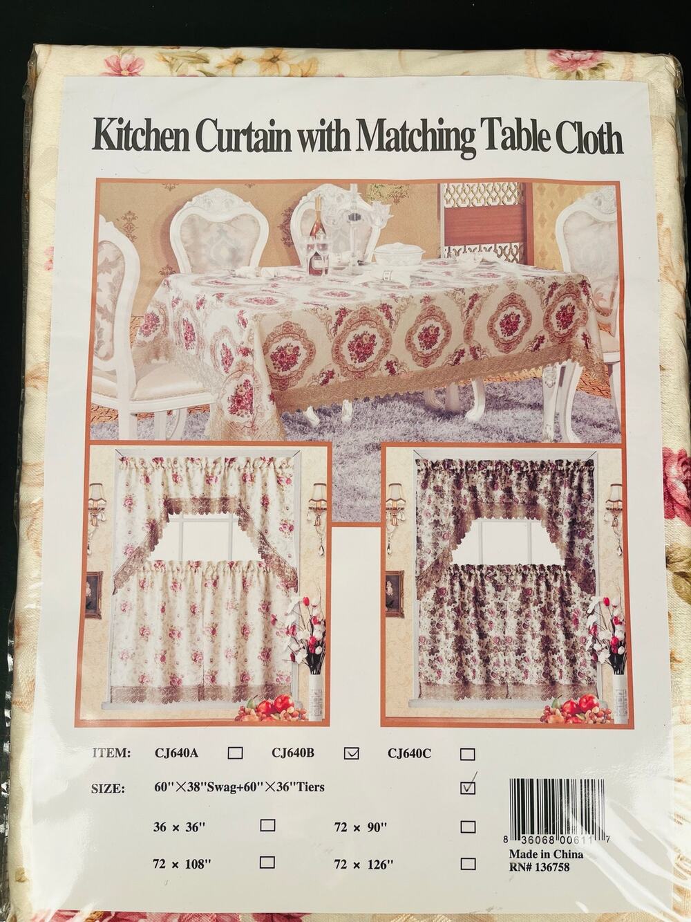 Shabby Chic Rose Floral Kitchen Curtains & Table Cloth Set Swag Tiers NIP